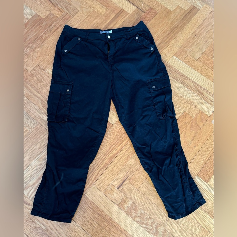 MINT VELVET Thick black cotton cargo pants, size 12